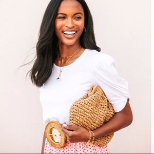 Tuckernuck Pomander Place White Puff Sleeve T-Shirt. Size small.